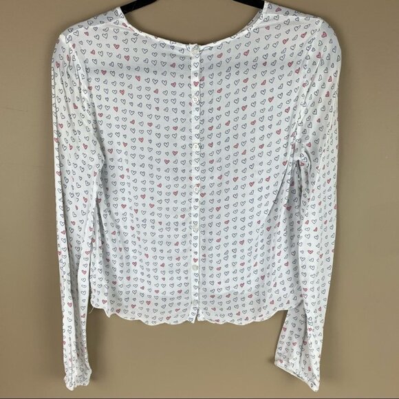 LORIMER NYC Long Sleeve Top with Hearts Small - Picture 2 of 9